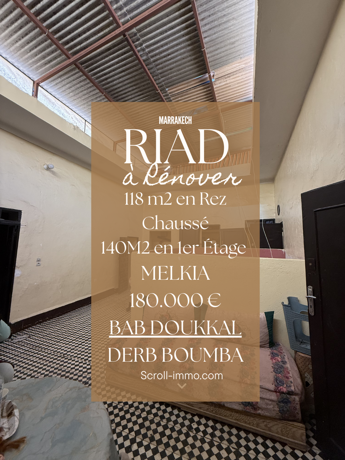 08189bf3-9deb-419d-bcf4-3afaaa55a799-Noir_Rouge_Blanc_Moderne_Minimaliste_Portfolio_Tarif_Artiste_Photographe_Cine_matique__1_ Riad Melkia a rénover Bab Doukala 118M2